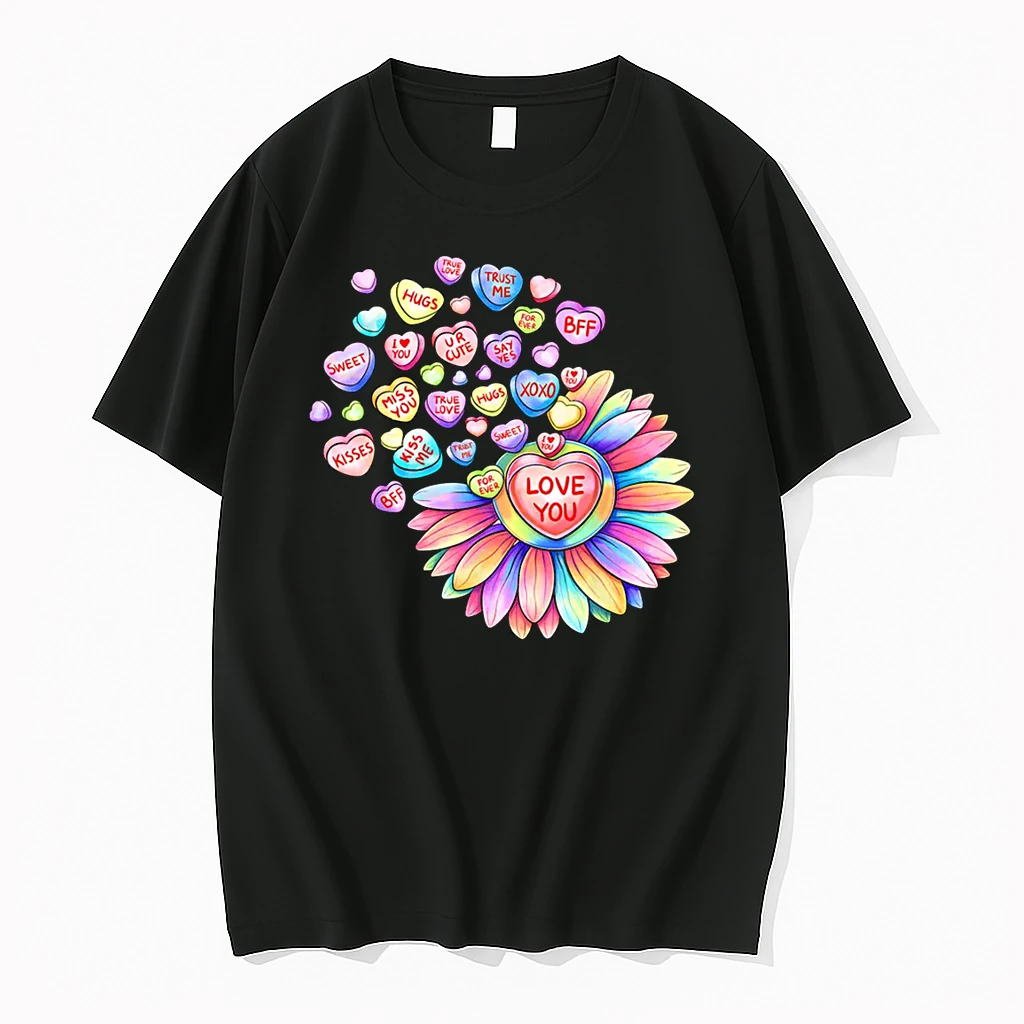 Love Sunflower Hearts Candy Valentines Day Shirts