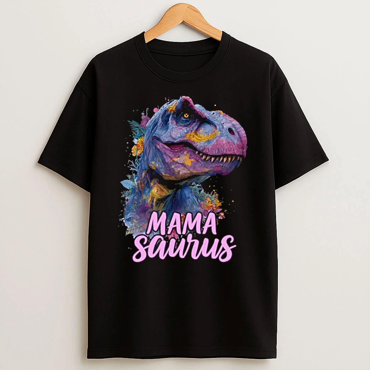 Mamasaurus Mama Saurus Floral Dinosaur Shirts
