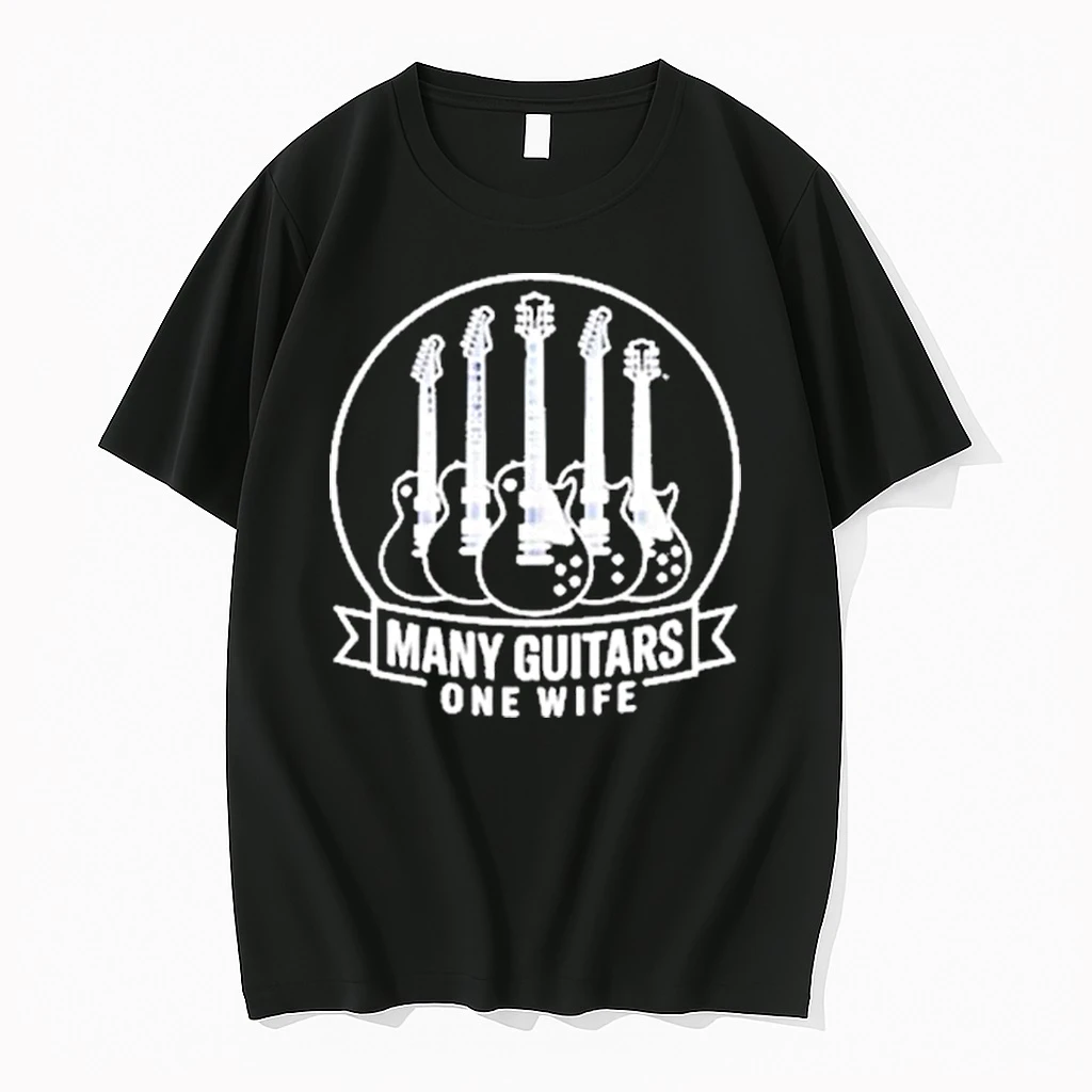 Many Guitars One Wife In Circular Frame Logo Shirts