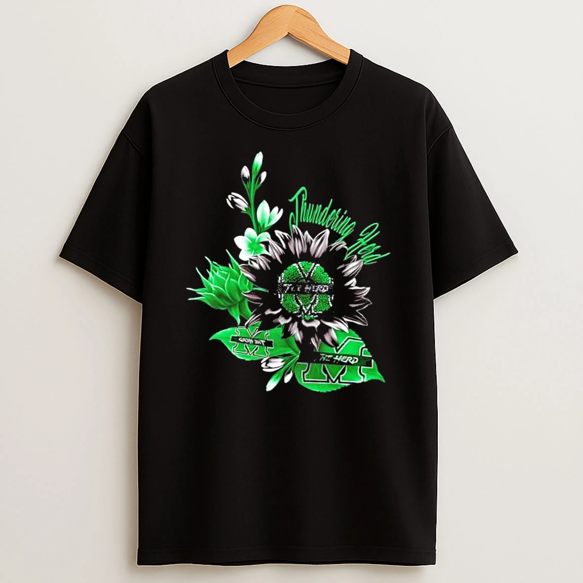 Marshall Thundering Herd Football X Sunflower Floral Shirts