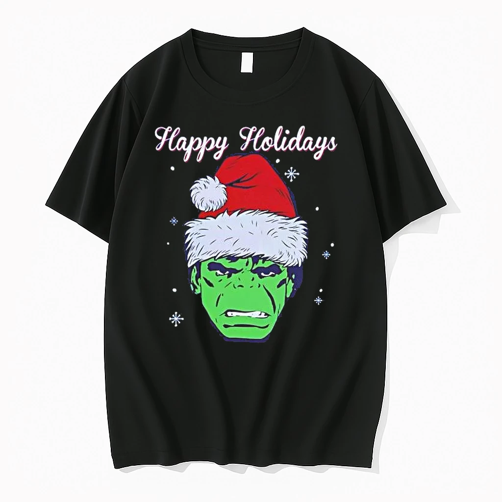 Marvel Hulk Santa Hat Happy Holidays Portrait Christmas Shirts