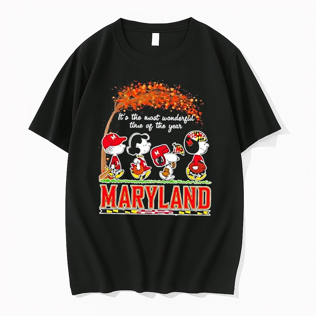 Maryland Terrapins X Peanuts Snoopy And Friends Autumn Its The Most Wonderful Time Of The Year Shirts