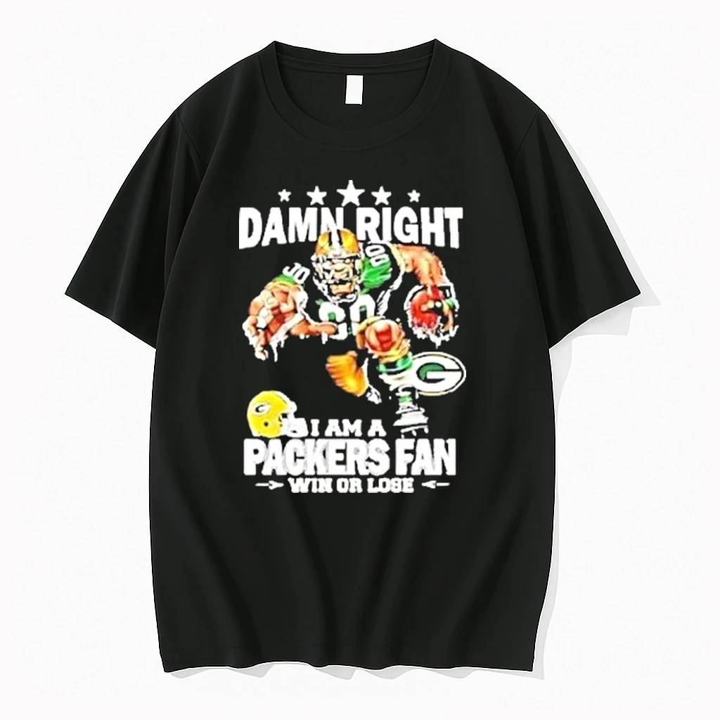 Mascot Damn Right I Am A Green Bay Packers Fan Win Or Lose Shirts