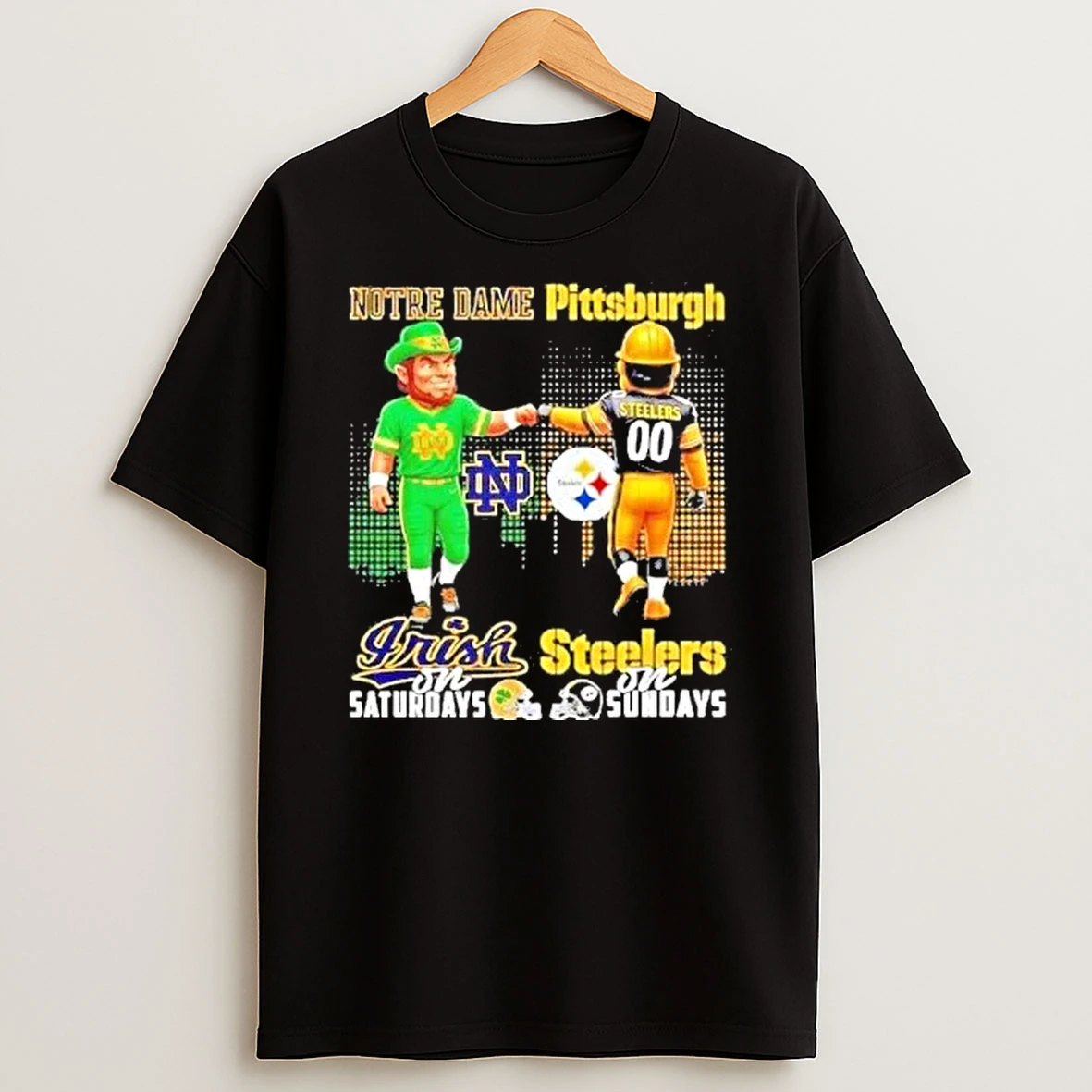 Mascot Of Notre Dame Irish On Saturdays And Pittsburgh Steelers On Sundays Shirts