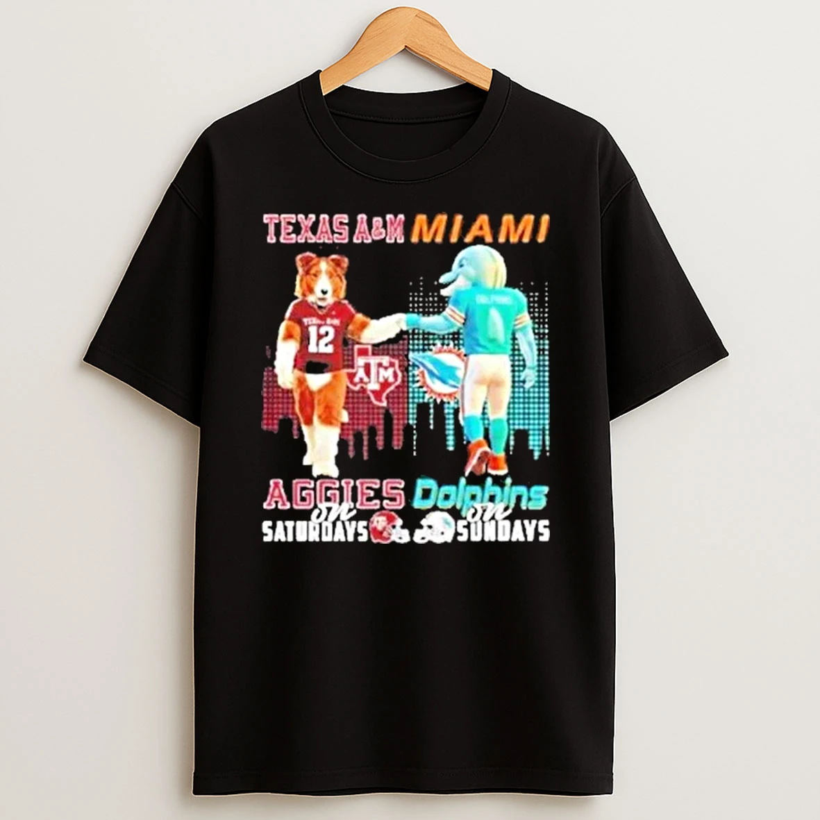 Mascot Of Texas Am Aggies On Saturdays And Miami Dolphins On Sundays Shirts