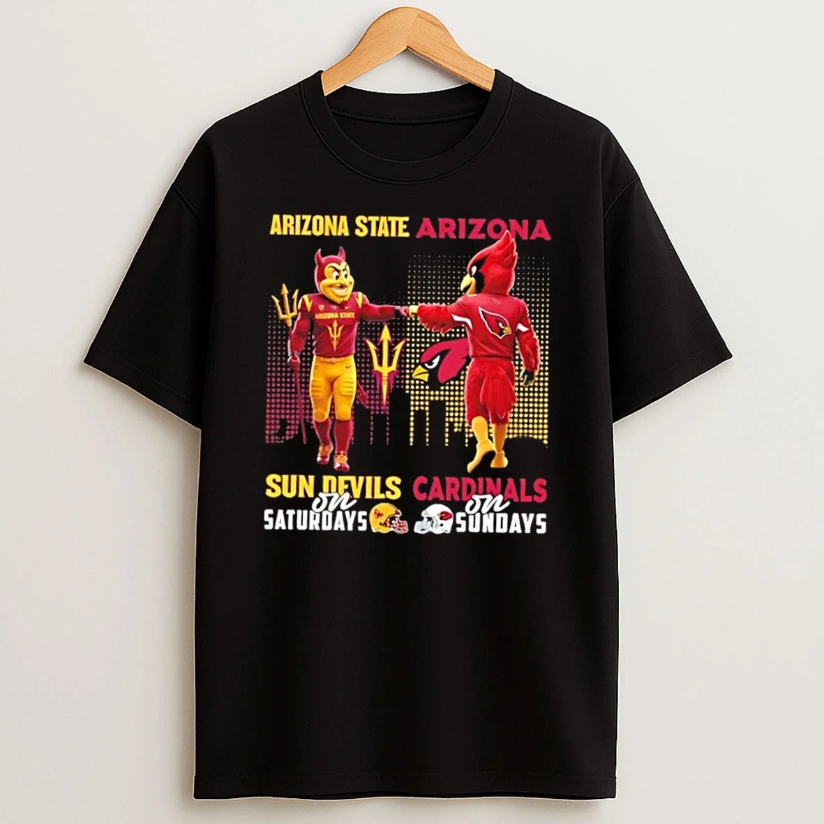 Mascots Arizona State Sun Devils On Saturdays X Arizona Cardinals On Sundays Skyline Shirts