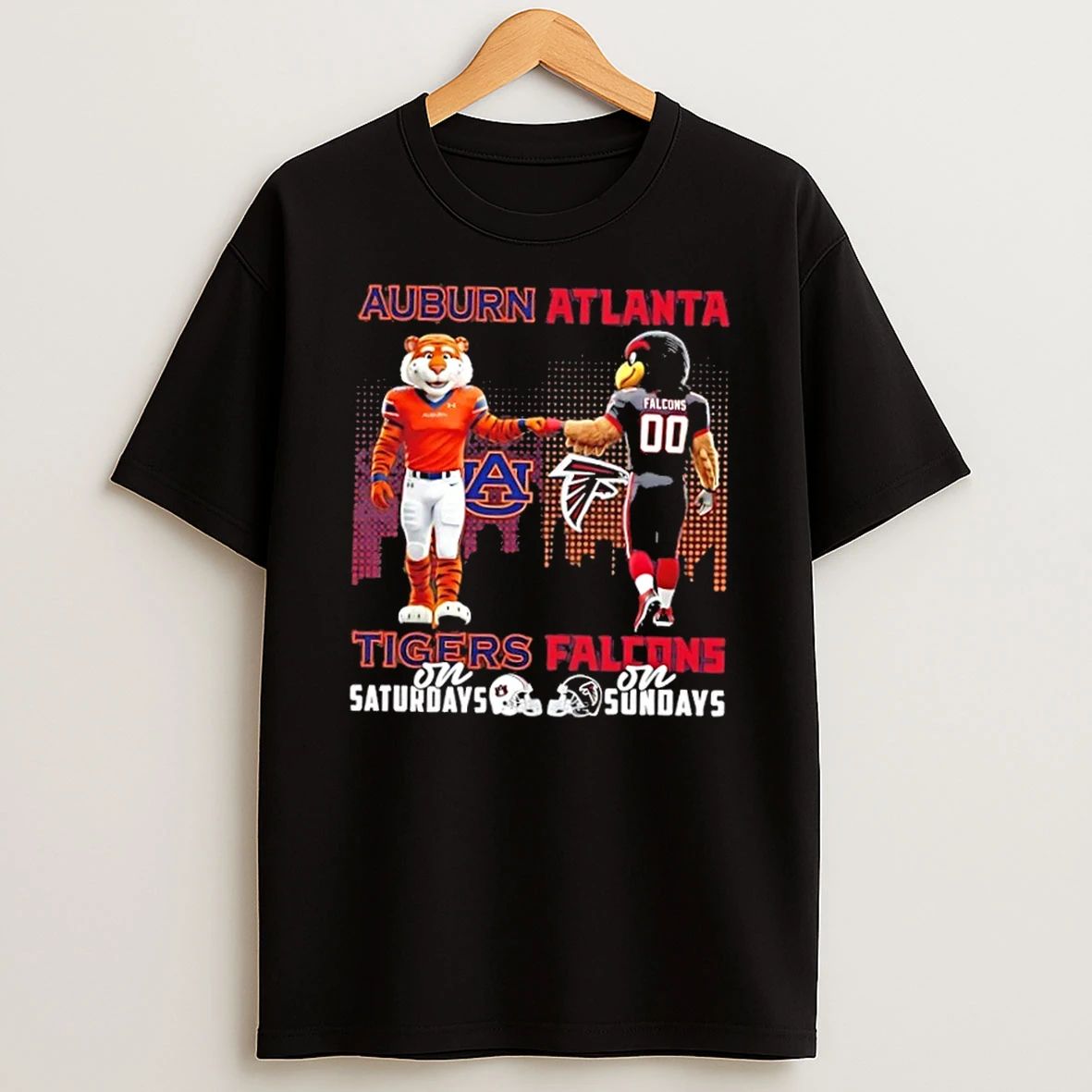 Mascots Auburn Tigers On Saturdays X Atlanta Falcons On Sundays Skyline Shirts