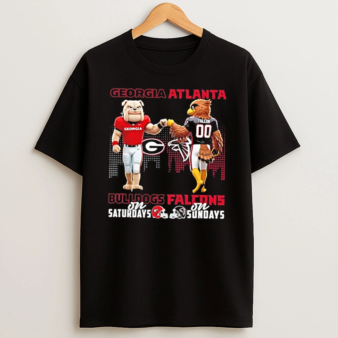 Mascots Georgia Bulldogs On Saturdays X Atlanta Falcons On Sundays Skyline Shirts