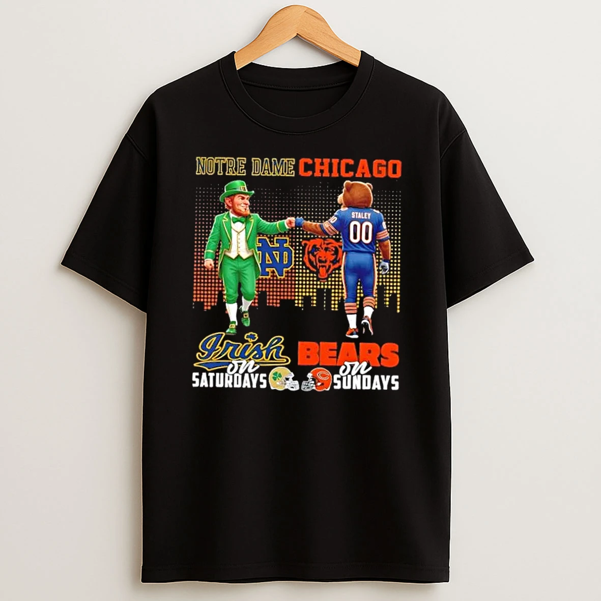 Mascots Notre Dame Fighting Irish On Saturdays Vs Chicago Bears On Sundays Skyline Shirts