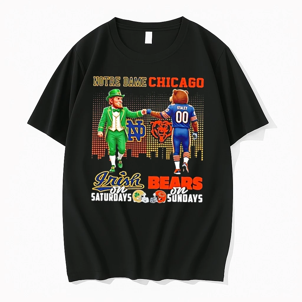 Mascots Notre Dame Fighting Irish On Saturdays X Chicago Bears On Sundays Skyline Shirts