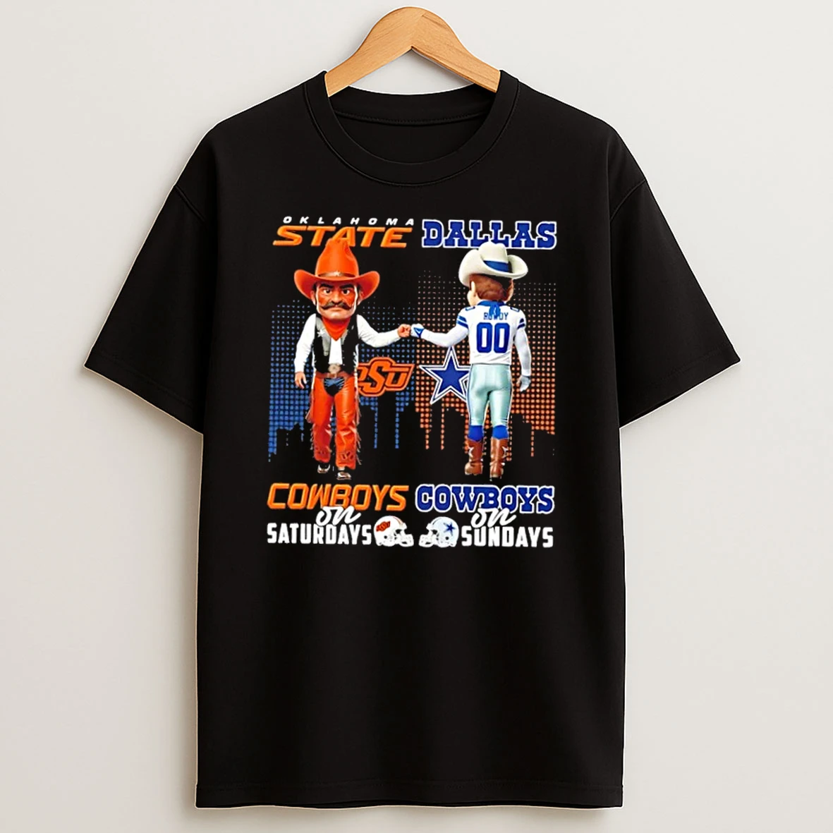Mascots Oklahoma State Cowboys On Saturdays X Dallas Cowboys On Sundays Skyline Shirts