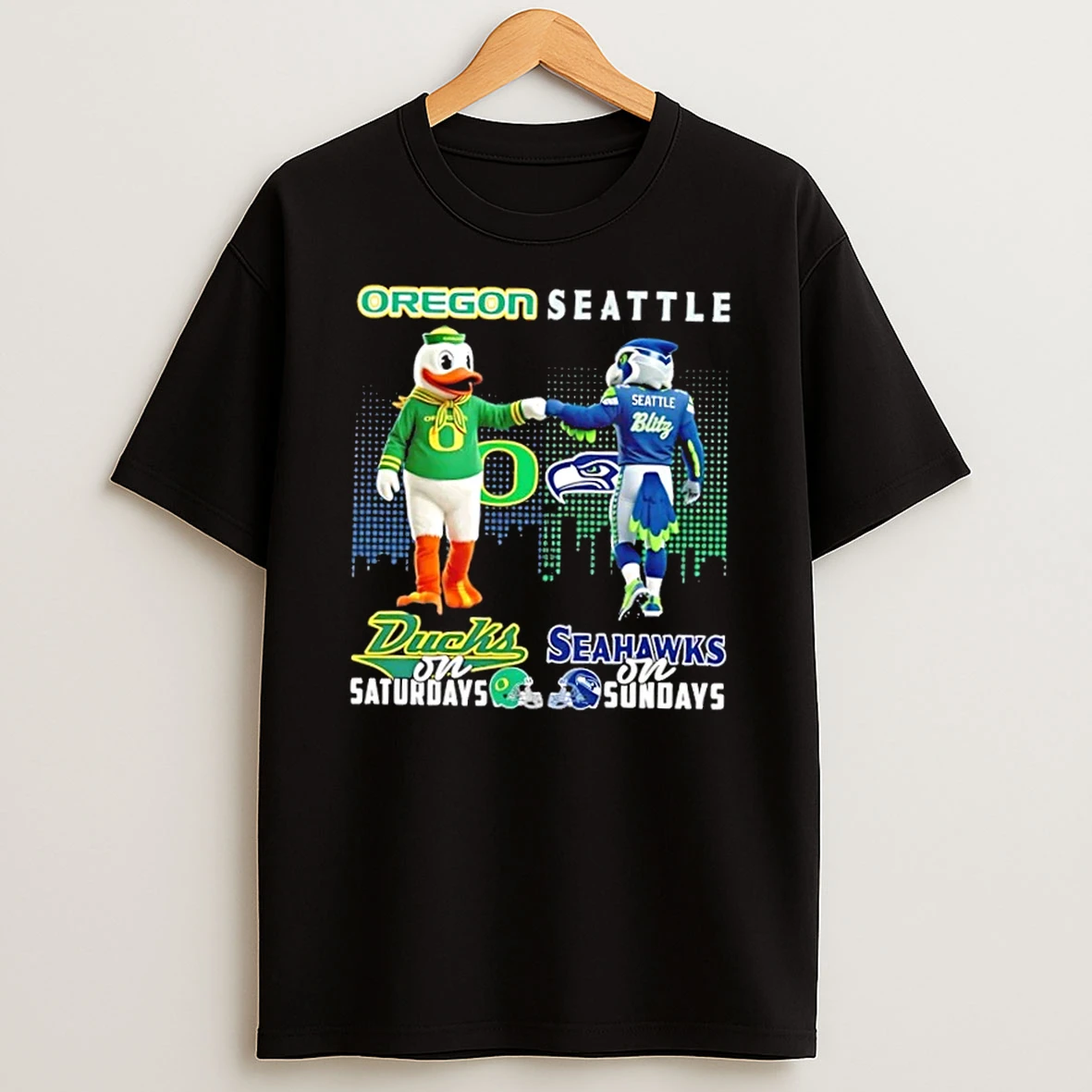 Mascots Oregon Ducks On Saturdays X Seattle Seahawks On Sundays Skyline Shirts