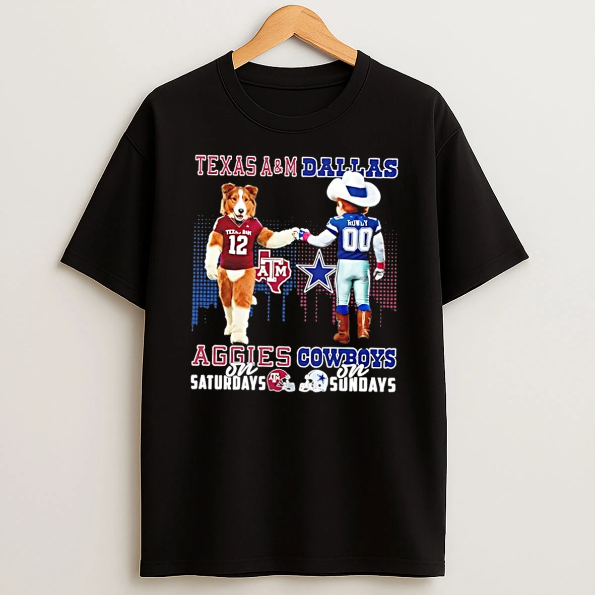 Mascots Texas Am Aggies On Saturdays X Dallas Cowboys On Sundays Skyline Shirts