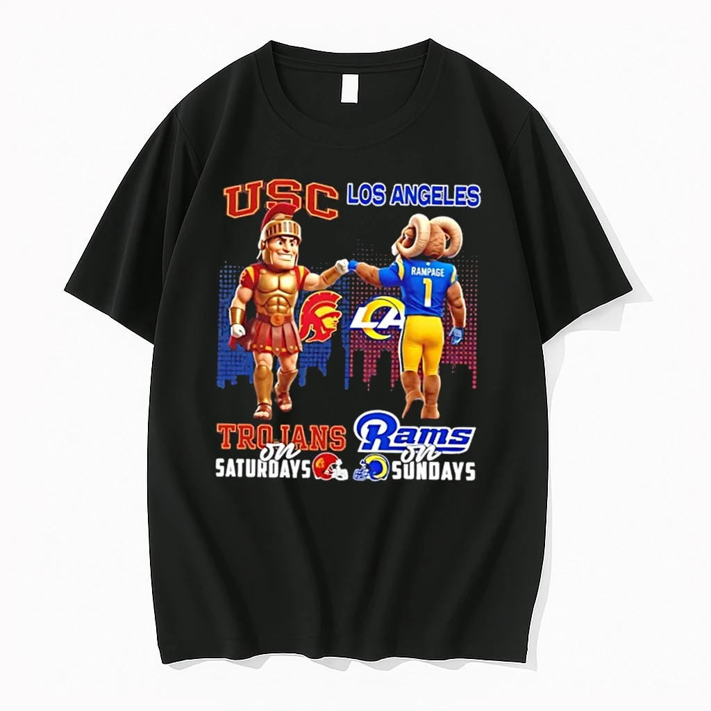 Mascots Usc Trojans On Saturdays X Los Angeles Rams On Sundays Skyline Shirts