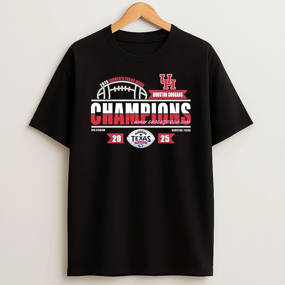 Mens Houston Cougars Football 2025 Kinders Texas Bowl Champions Locker Room Shirts