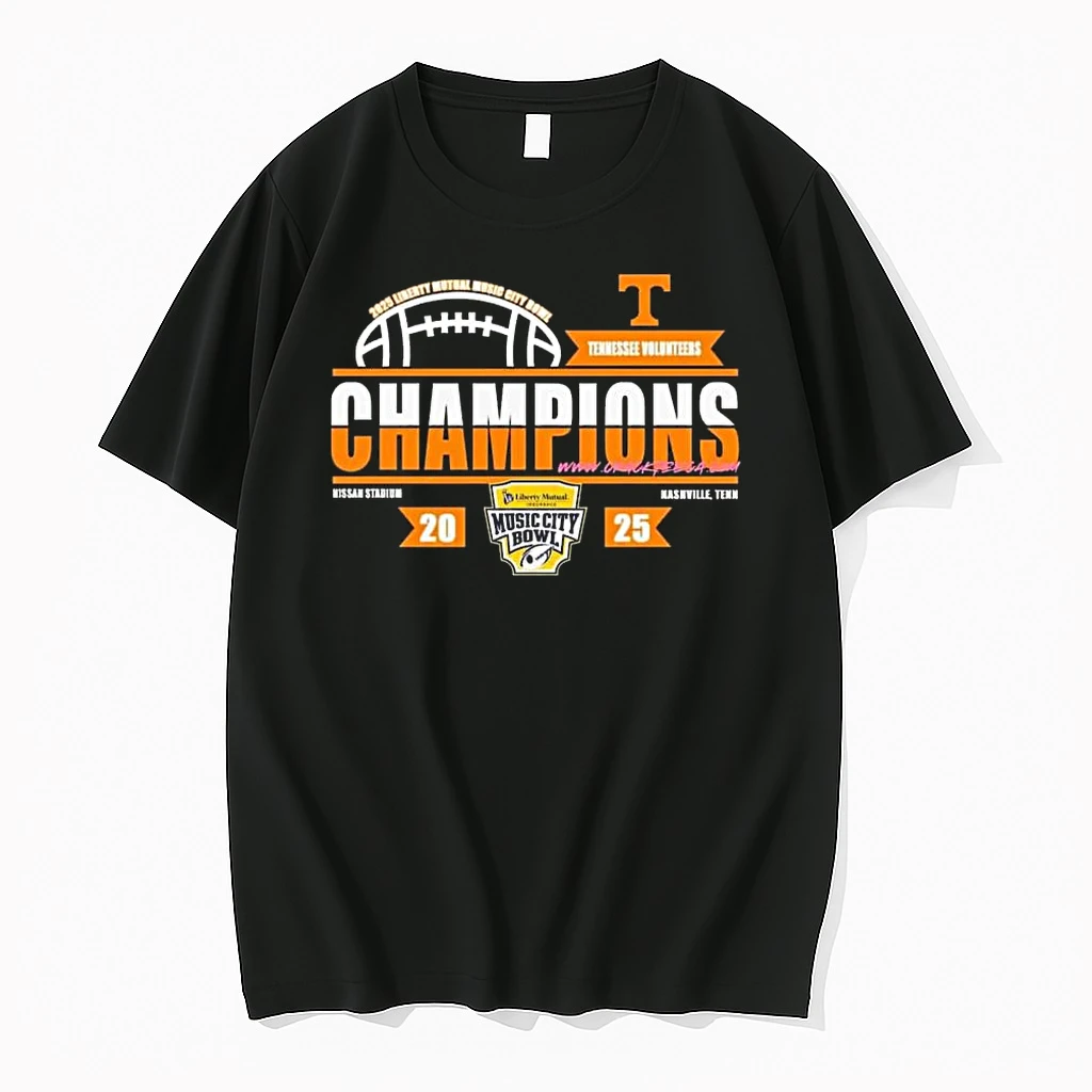 Mens Tennessee Volunteers 2025 Liberty Mutual Music City Bowl Champions Locker Room Shirts