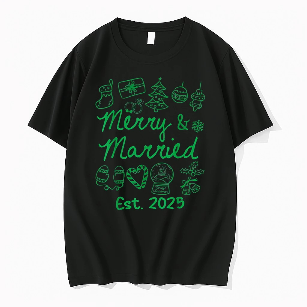Merry And Married Est 2025 Christmas Couples Matching Group Shirts
