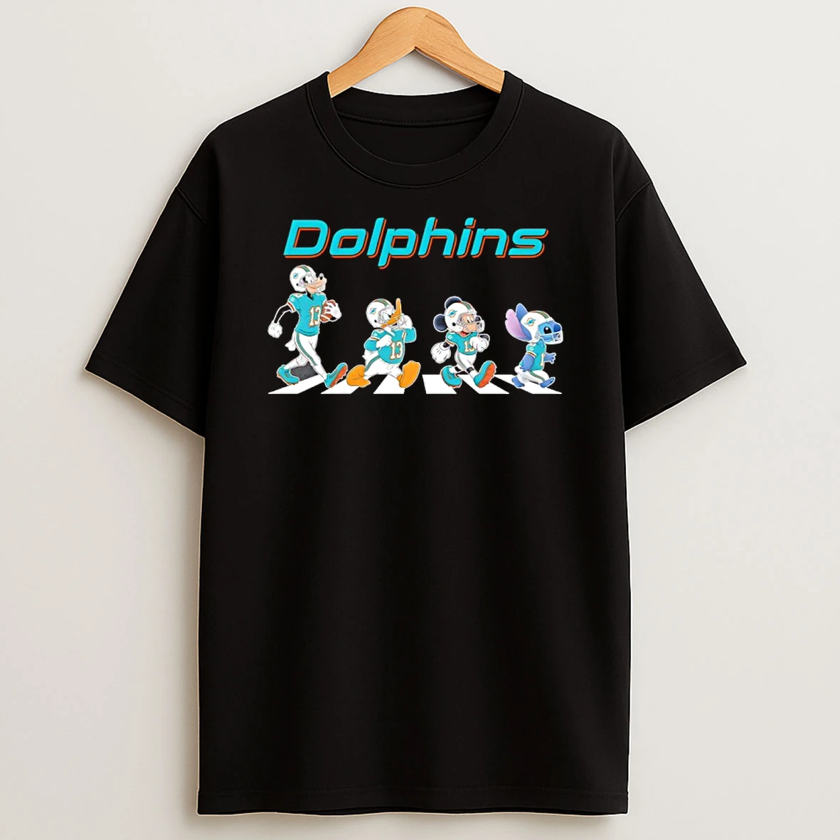 Miami Dolphins X Goofy X Donald Duck X Mickey Mouse X Stitch Abbey Road Shirts