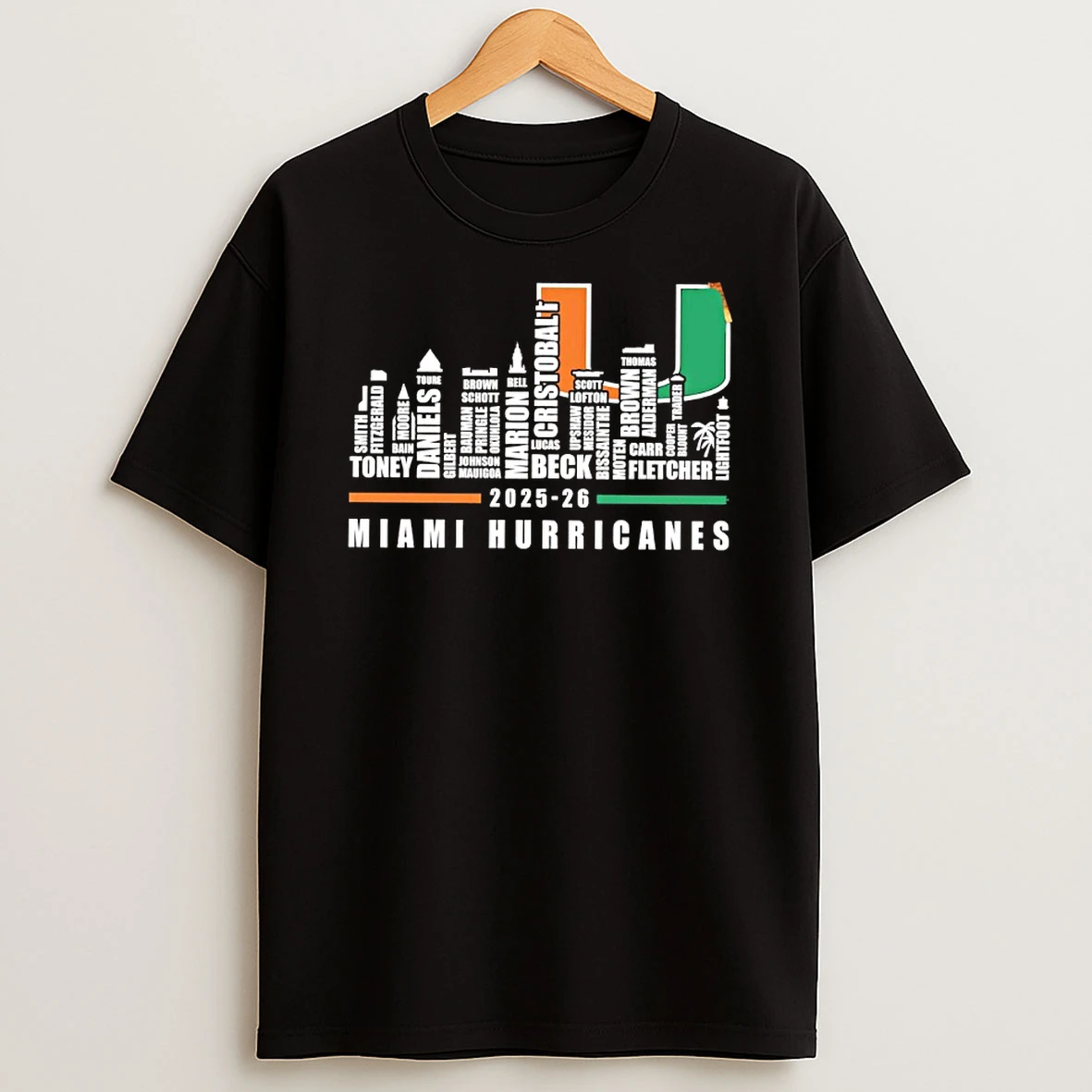 Miami Hurricanes 2025 26 Players Names City Skyline Shirts