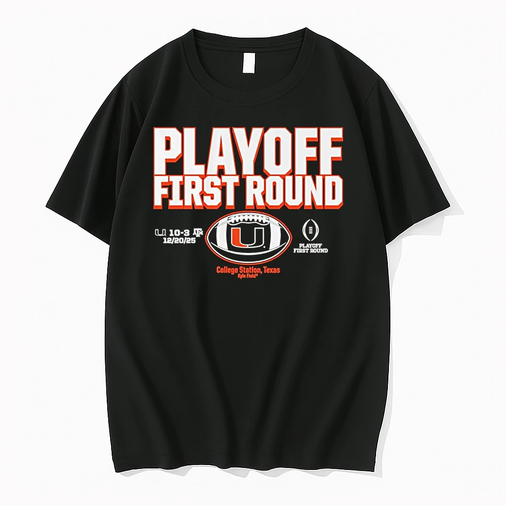 Miami Hurricanes 2025 Cfp First Round Winner College Station Tx Kyle Field 12 20 25 Shirts