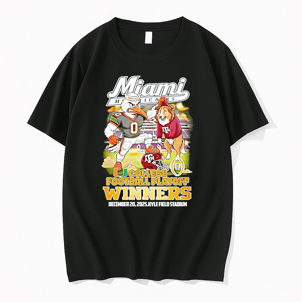 Miami Hurricanes 2025 College Playoff Ncaa Winners Beat Aggies Mascots Shirts