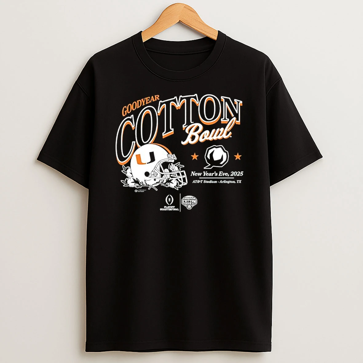 Miami Hurricanes Football 2025 Goodyear Cotton Bowl Helmet Shirts