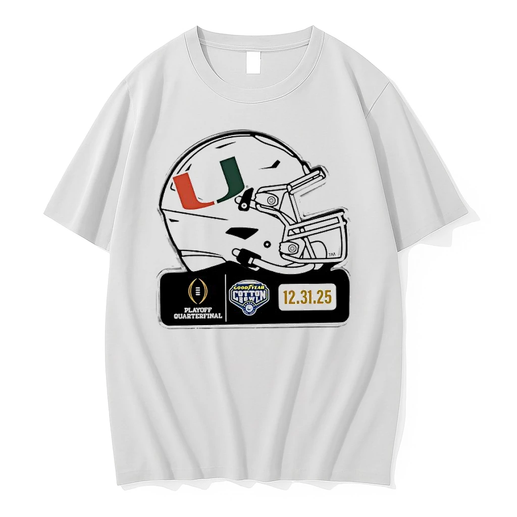 Miami Hurricanes Playoff Quarterfinal 2025 Cotton Bowl Helmet Shirts
