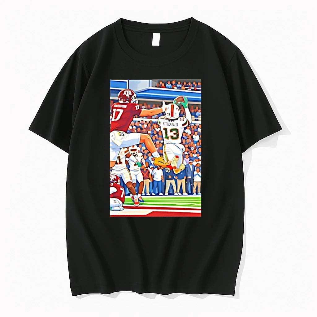Miami Hurricanes Vs Texas Am College Football Game Fitzgerald 13 Rakestraw 17 Shirts