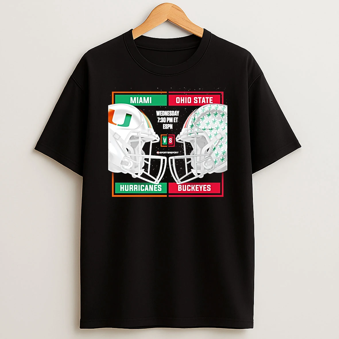Miami Hurricanes Vs Ohio State Buckeyes Wednesday 2025 Espn Head To Head Helmets Shirts