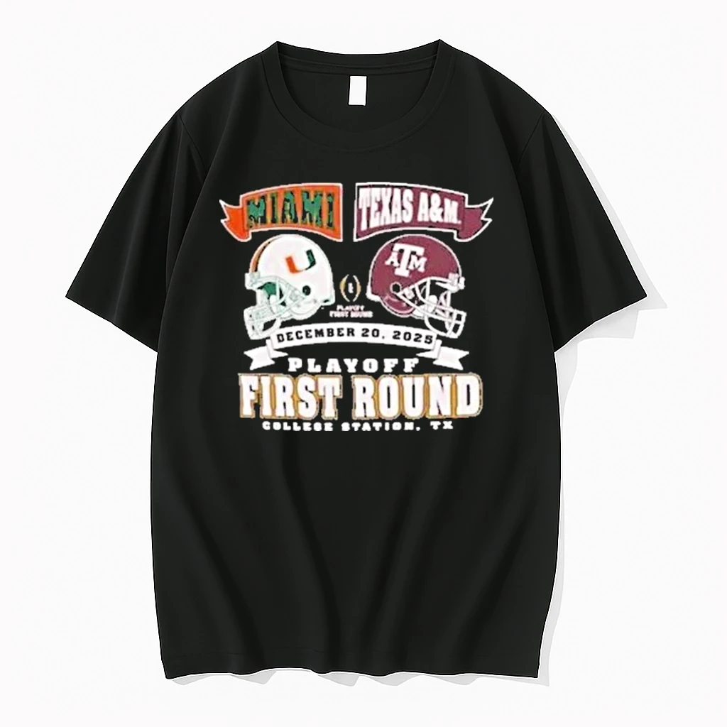 Miami Vs Texas Am Cfp Round 1 Head 2 Head Helmet Dec 20 2025 Shirts