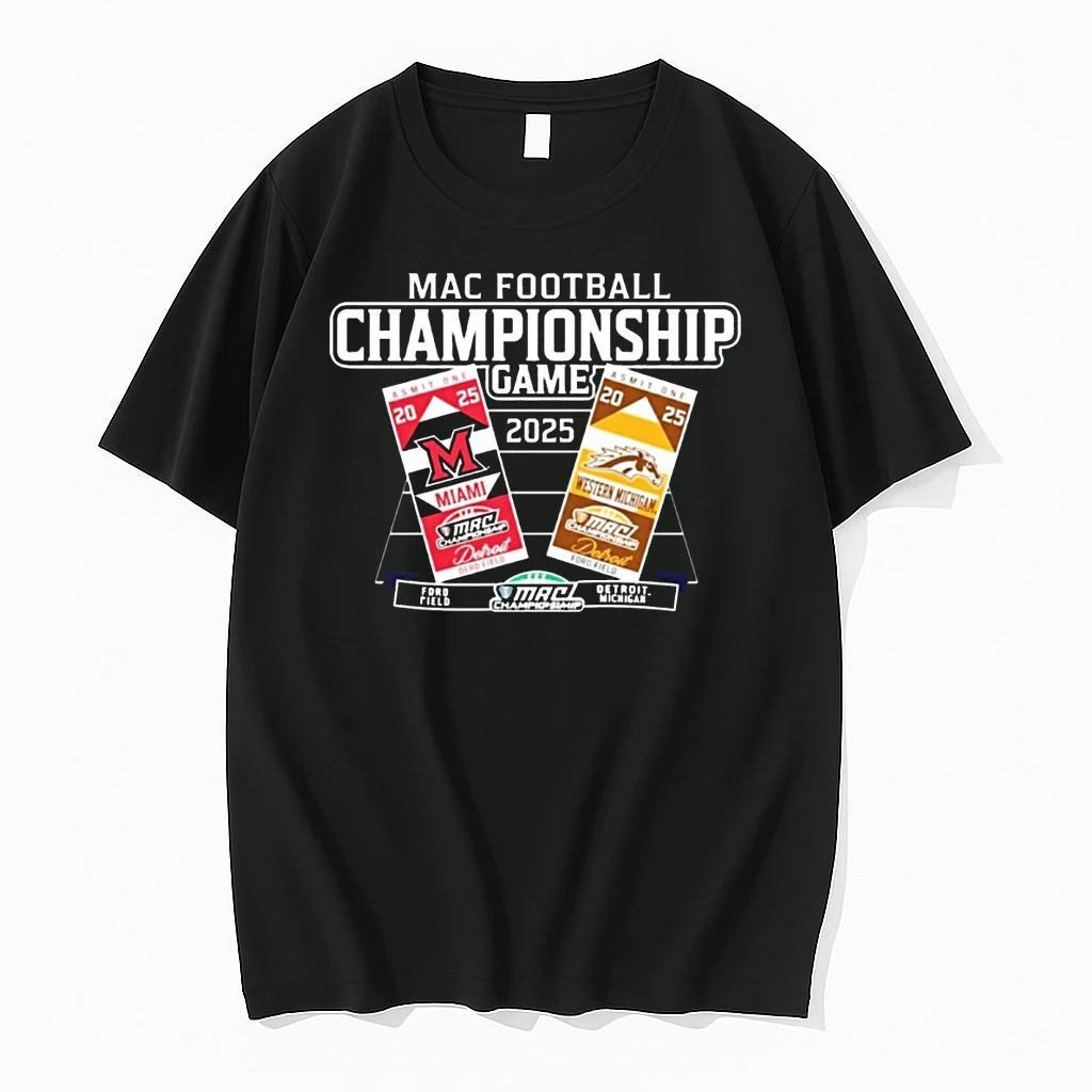 Miami Vs Western Michigan Mac 2025 Football Championship Game Ford Field Tickets Shirts