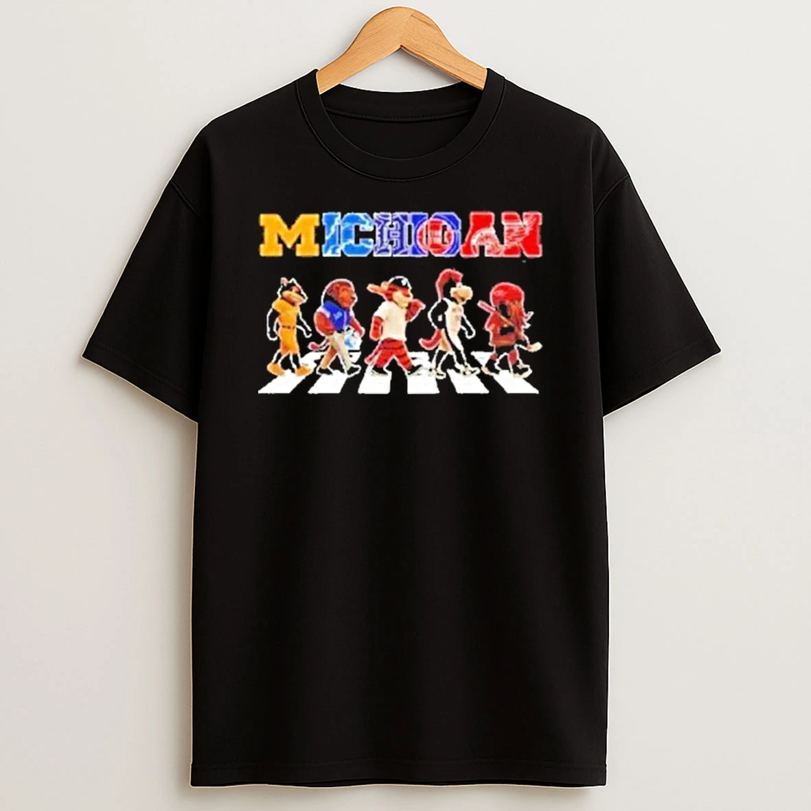 Michigan Sports Team Abbey Road Signatures Mascot Shirts
