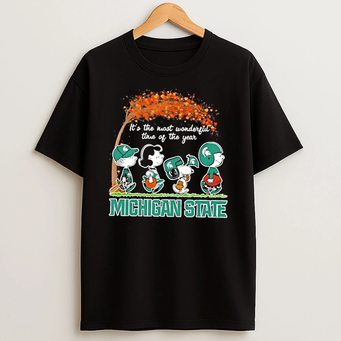 Michigan State Spartans X Peanuts Snoopy And Friends Autumn Its The Most Wonderful Time Of The Year Shirts