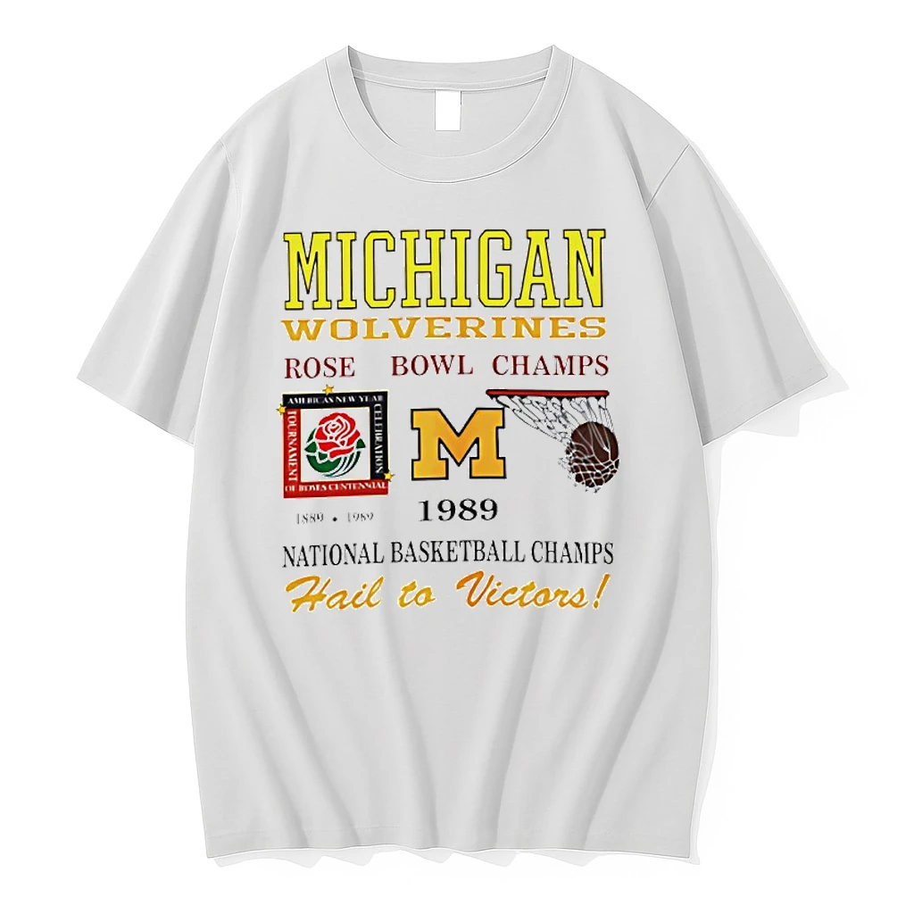 Michigan Wolverines National Basketball Rose Bowl Champs Vintage 1989 Shirts