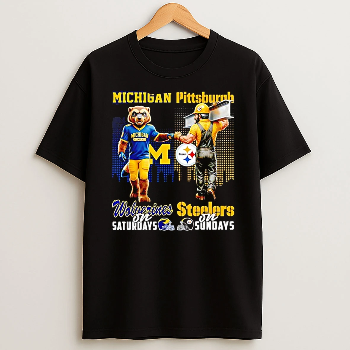 Michigan Wolverines On Saturdays Vs Pittsburgh Steelers On Sundays Gameday Mascot Shirts