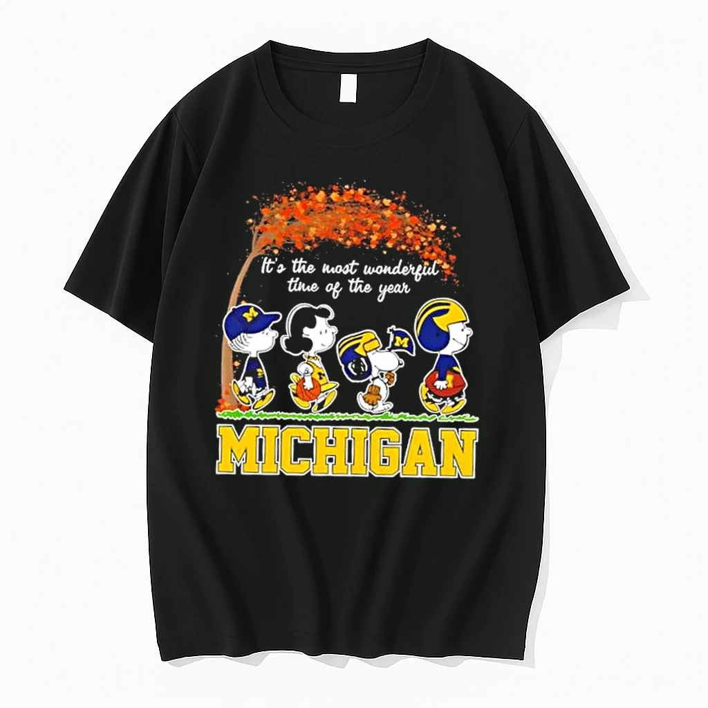 Michigan Wolverines X Peanuts Snoopy And Friends Autumn Its The Most Wonderful Time Of The Year Shirts
