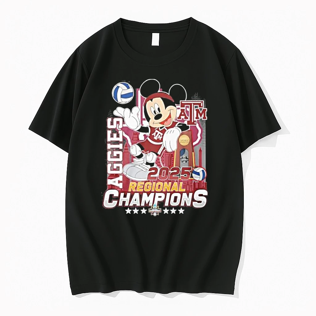 Mickey Mouse X Texas Am Aggies 2025 Volleyball Regional Champions Shirts