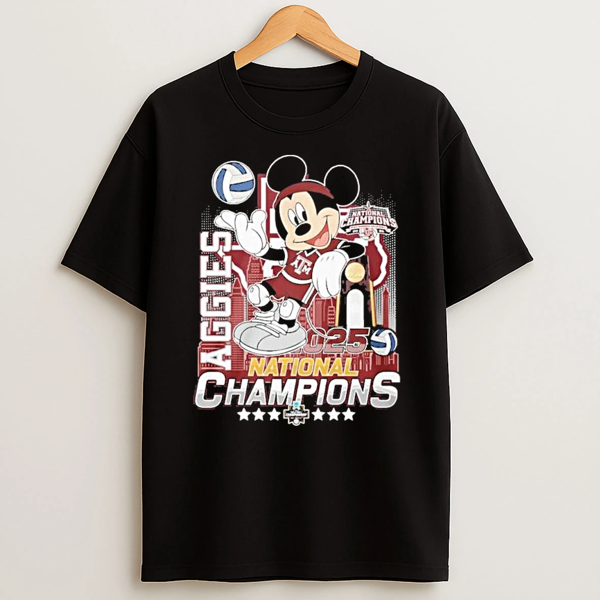 Mickey Mouse X Texas Am Aggies 2025 Ncaa Volleyball National Champions Shirts