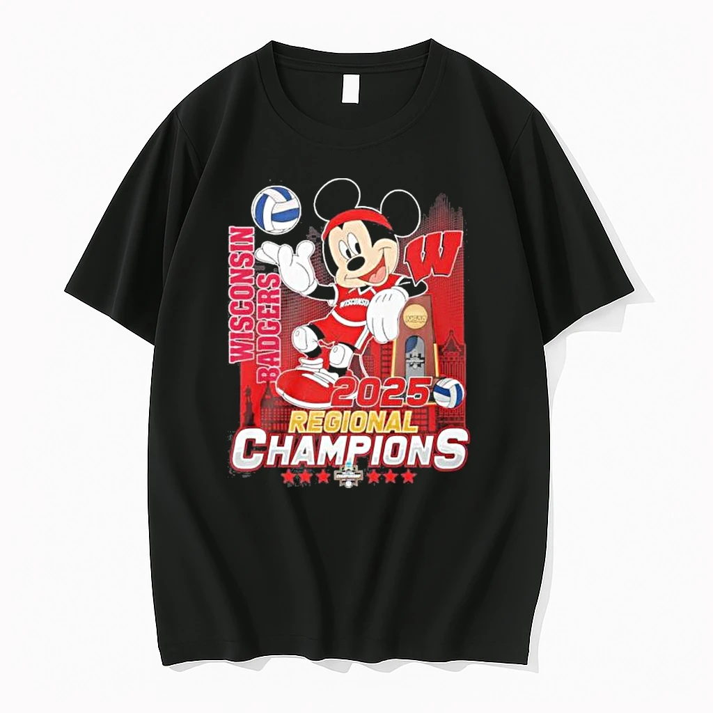 Mickey Mouse X Wisconsin Badgers 2025 Volleyball Regional Champions Shirts