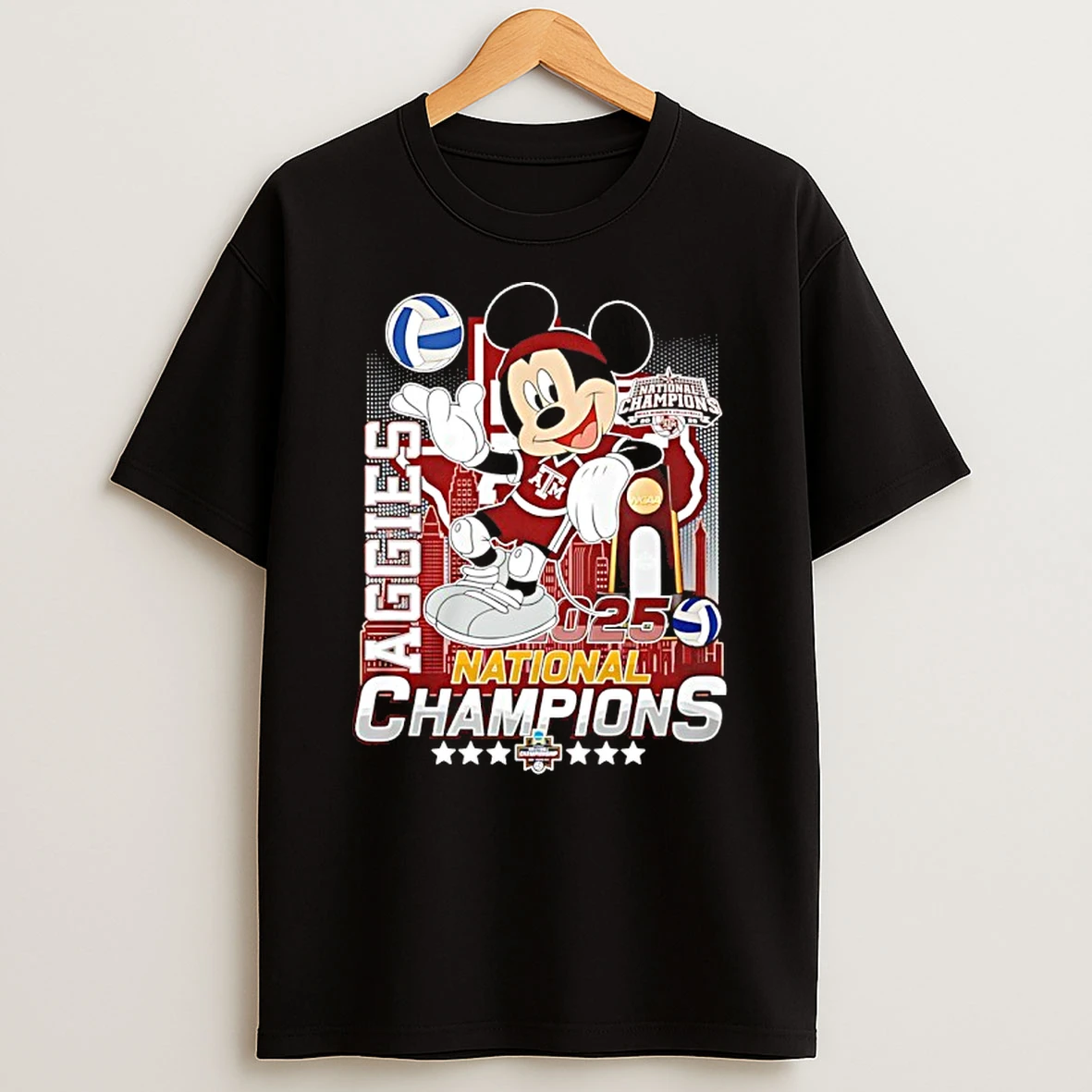Mickey Texas Am Aggies 2025 National Champion Skyline Shirts
