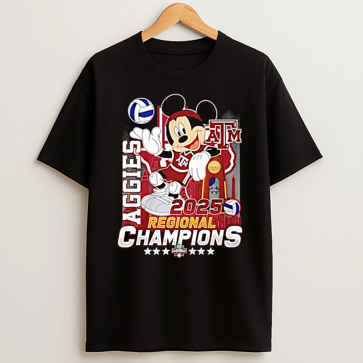 Mickey Texas Am Aggies 2025 Regional Champions Shirts