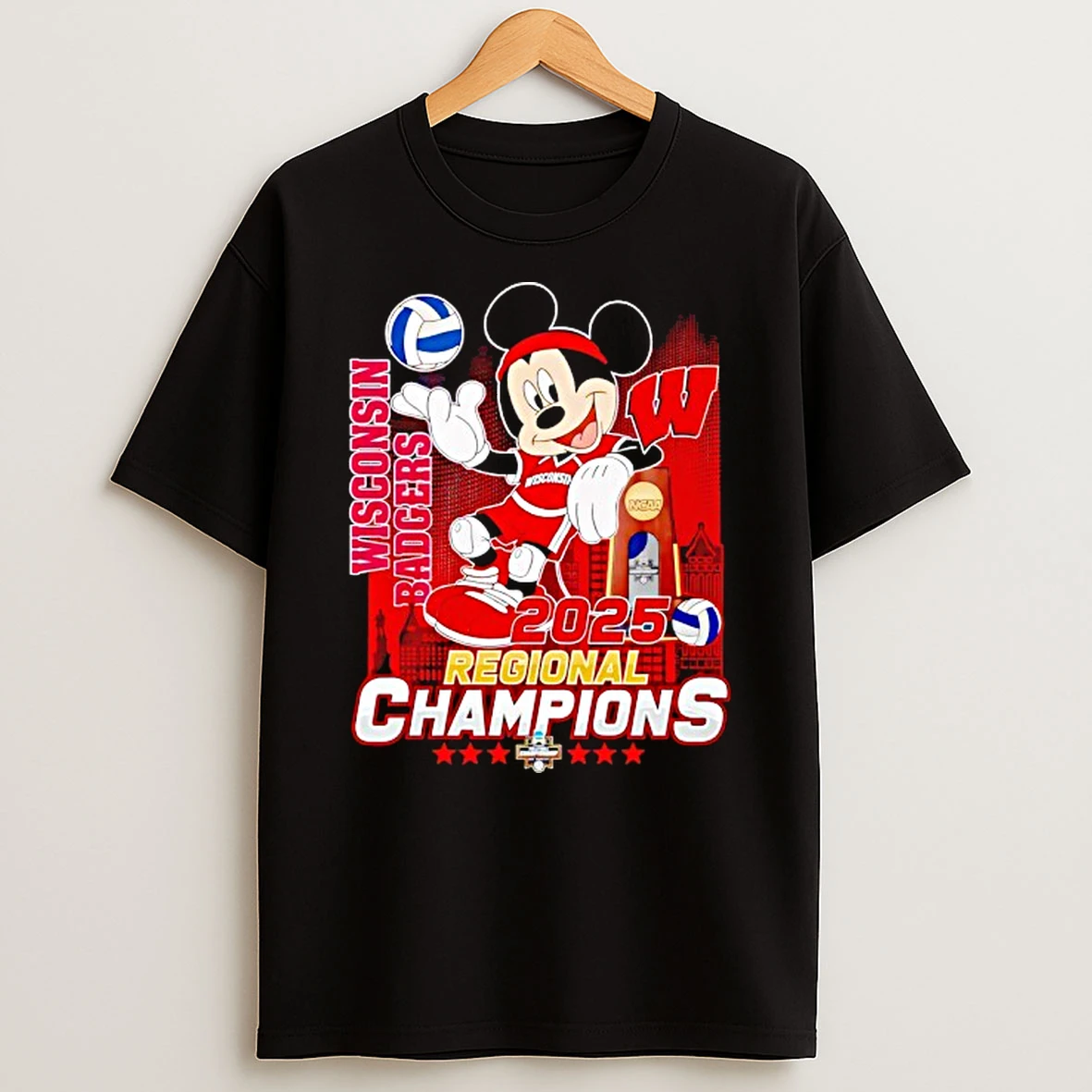 Mickey Wisconsin Badgers 2025 Regional Champions Shirts