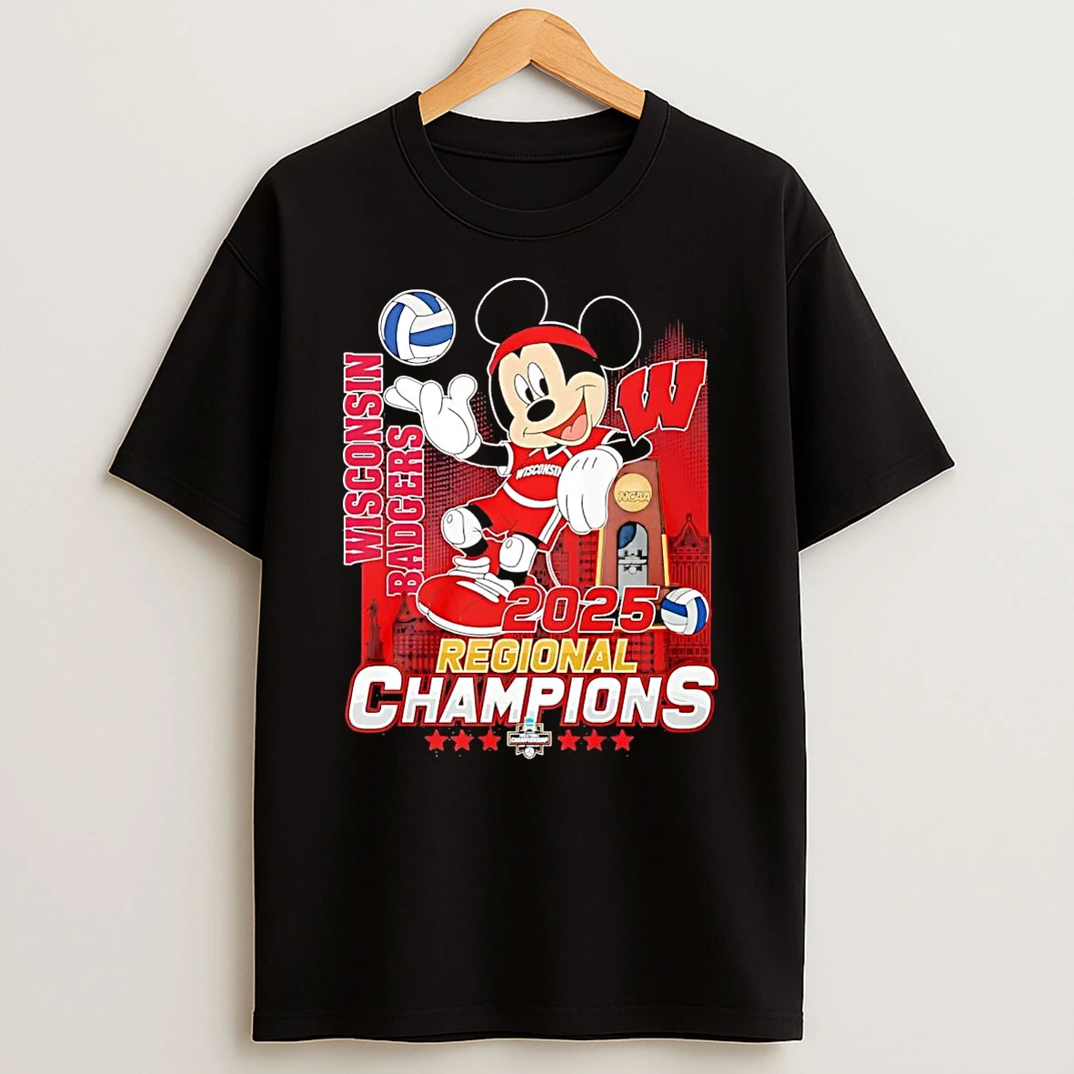 Mickey Mouse Wisconsin Badgers 2025 Ncaa Regional Champions Shirts
