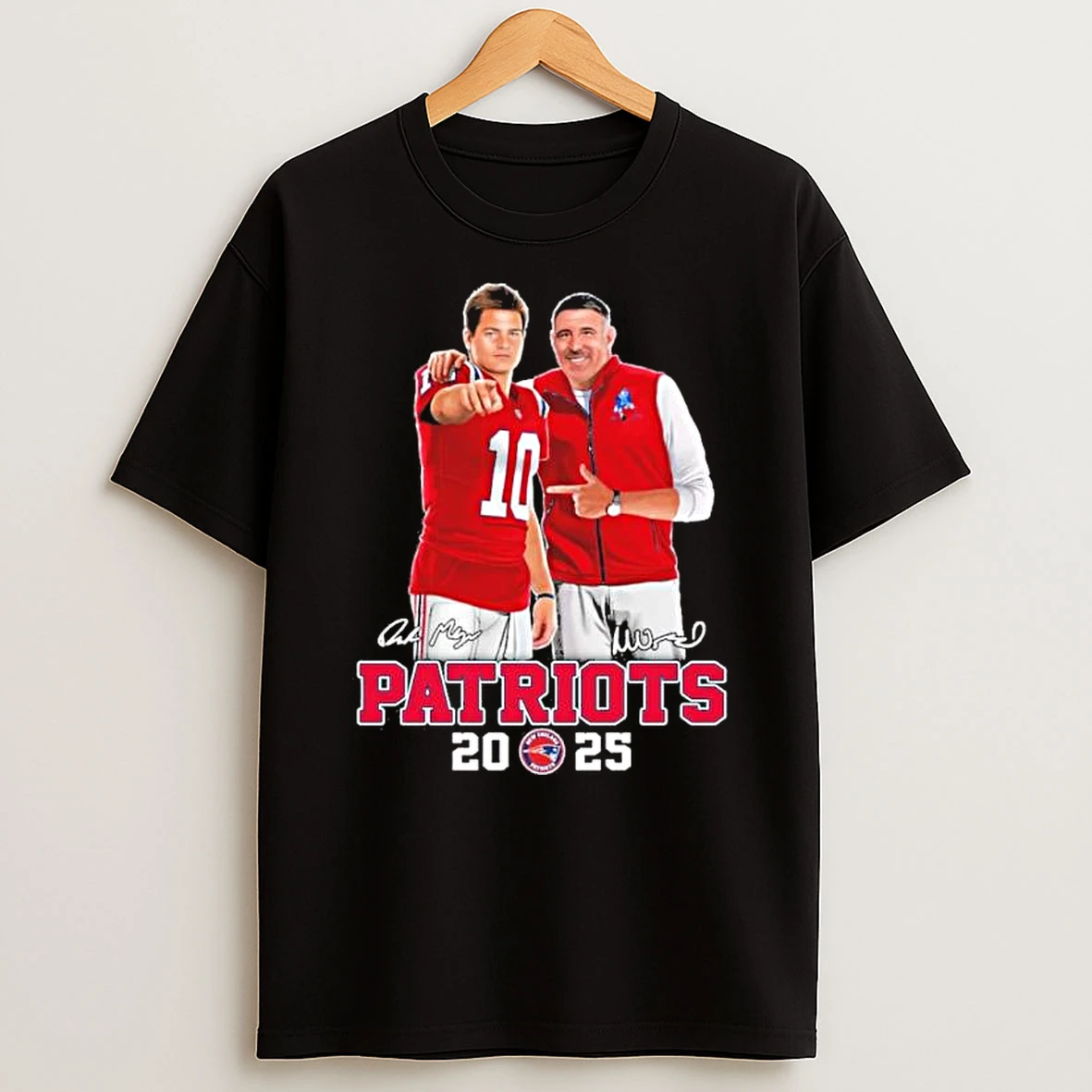 Mike Vrabel And Drake Maye New England Patriots Shirts