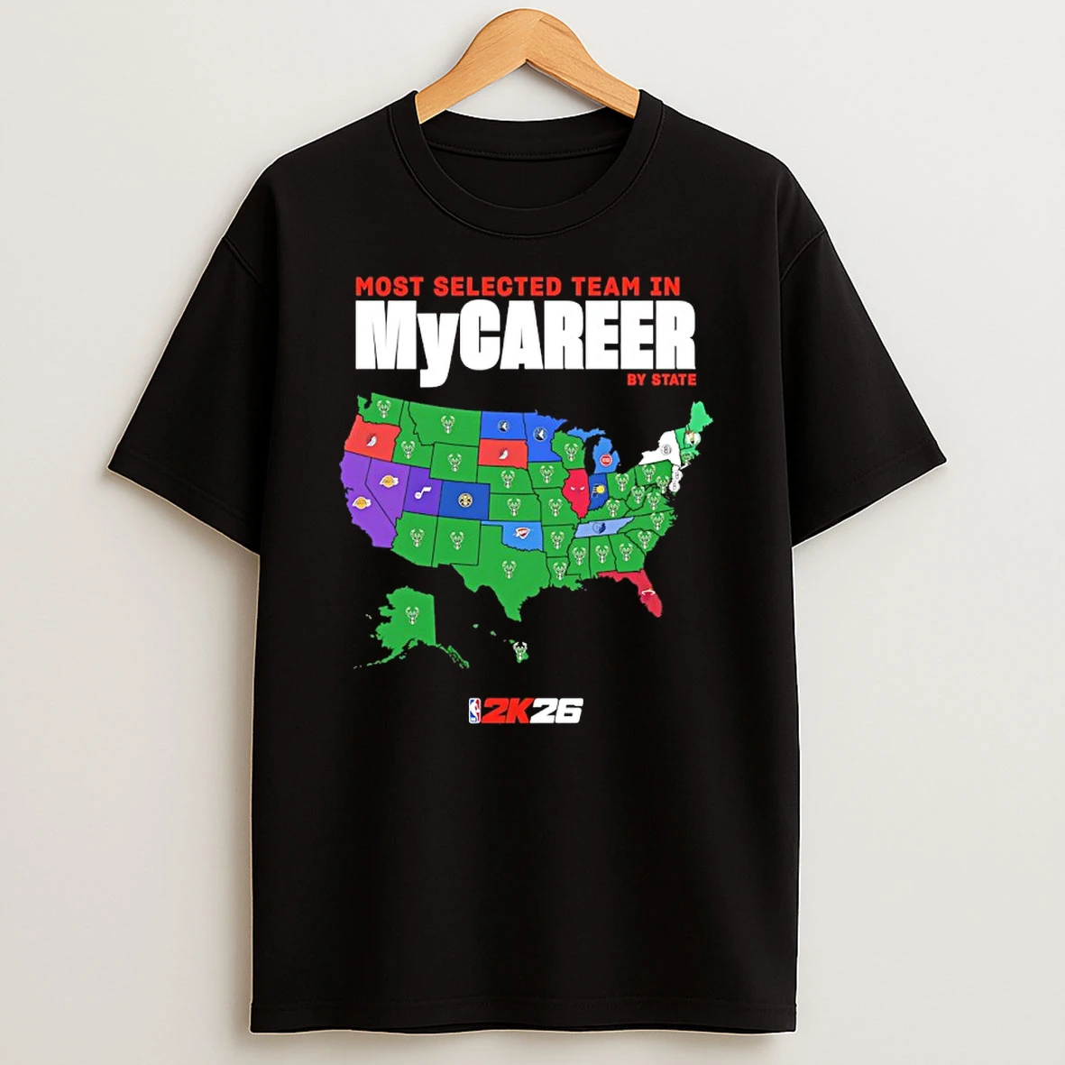 Milwaukee Bucks Most Selected Team In Mycareer By State Nba 2k26 Shirts