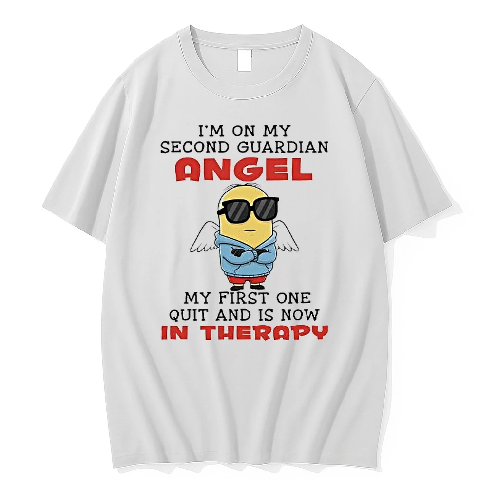 Minion Im On My Second Guardian Angel My First One Quit Now In Therapy Shirts