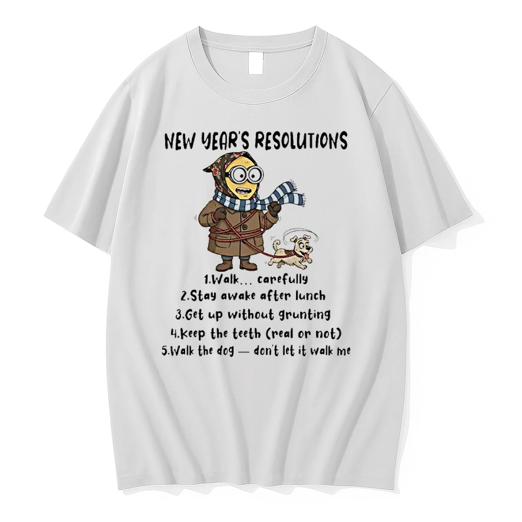 Minion New Years Resolutions Walk Carefully Stay Awake After Lunch Get Up Without Grunting Shirts