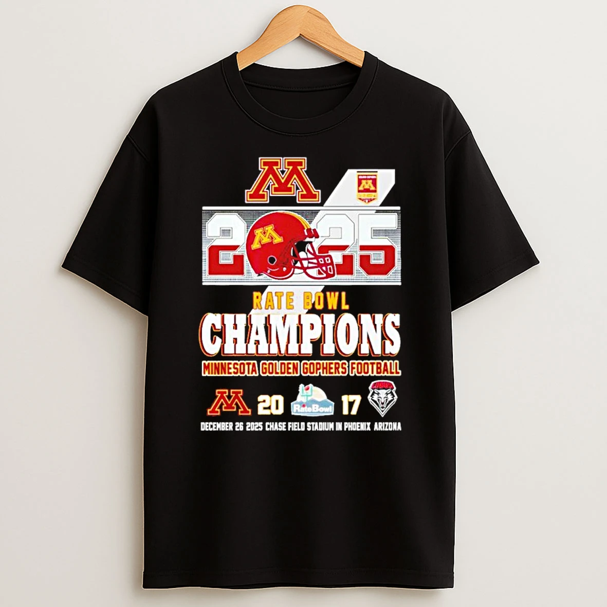 Minnesota Golden Gophers 2025 Rate Bowl Champions 20 17 Score Shirts