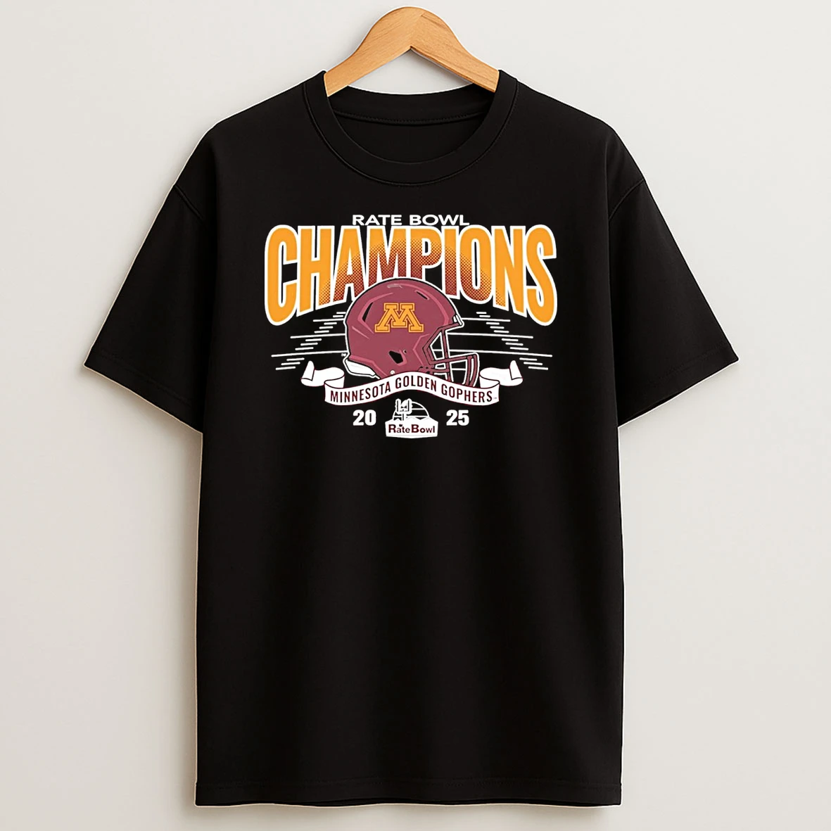 Minnesota Golden Gophers 2025 Rate Bowl Football Champions Helmet Shirts