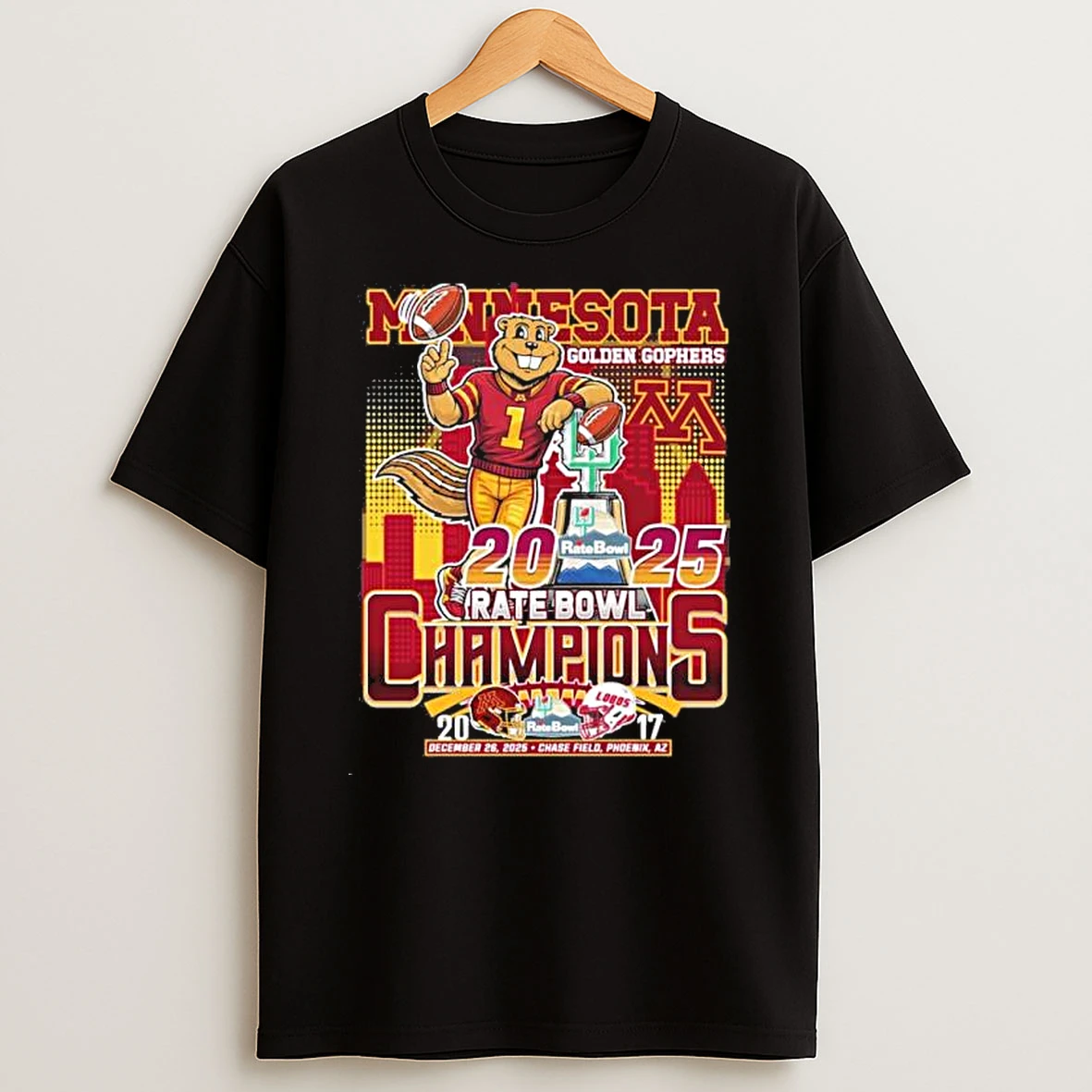 Minnesota Golden Gophers Mascot 2025 Rate Bowl Champions Shirts